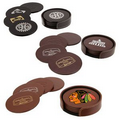 Atlantis Leather Round Coaster Set (Black)